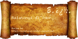 Balatonyi Áldor névjegykártya